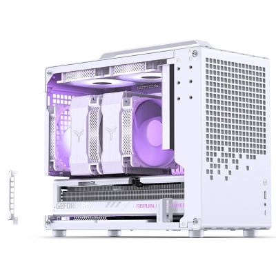 7. Jonsplus Z20 GEJP-023 Mesh PC Case, Mini Tower, Micro-ATX, with Carrying Handle - White