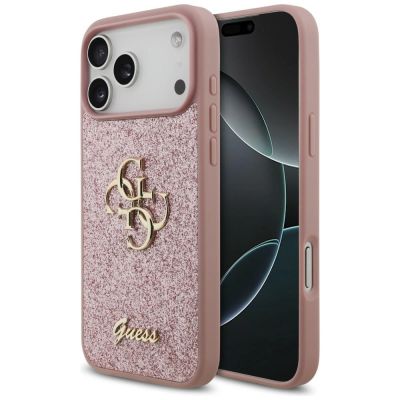 Guess Fixed Glitter Big 4G Case for iPhone 18 Pro Max / 17 Pro Max - Pink