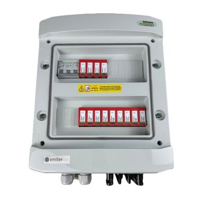 DCAC hermetic IP65 EMITER connection box with Dehn 1000V DC surge arrester type 2, 3 x PV string, 3 x MPPT // Dehn AC limiter type 2, 40A 3-F