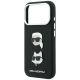 6. Karl Lagerfeld Saffiano Case with Karl & Choupette Heads Pins & Logo for iPhone 18 Pro / 17 Pro - Black