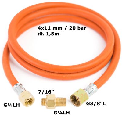 2. Reduction connection to a tourist gas cylinder G 3/8" L - 7/16" hose 1.5 m