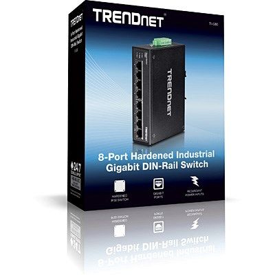 5. Trendnet TI-G80 Unmanaged Switch - 8 x 100/1000/10000 - DIN Rail Mount, Wall Mount - DC (TI-G80)
