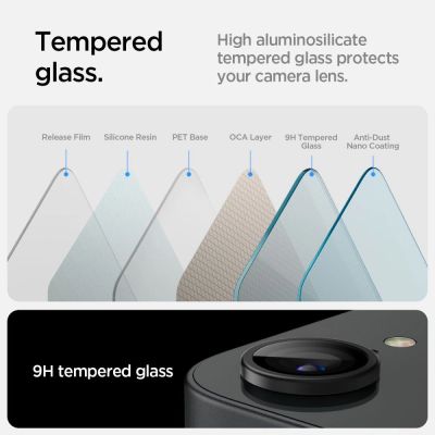 11. Spigen Optik Pro GLAS.TR "Ez Fit" Camera Cover 2-pack for iPhone 16e / 17e - Black