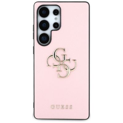 3. Guess Grained Big 4G Logo Small Classic Logo Case for Samsung Galaxy S25 Ultra pink