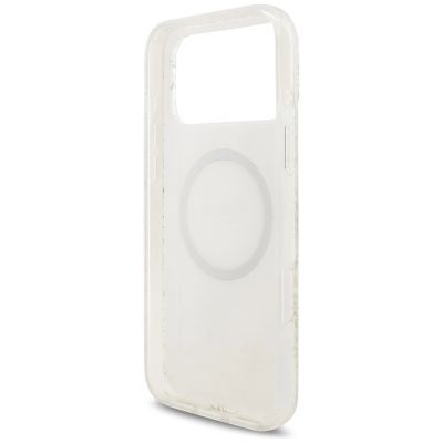 7. Guess IML Flowers Electro Pearl Strap MagSafe Case for iPhone 17 Pro Max - White