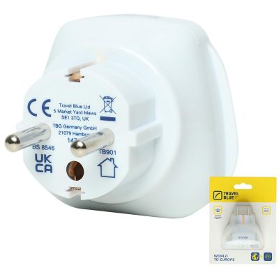 TRAVEL BLUE UNIVERSAL WORLD TO SCHUKO TRAVEL ADAPTER