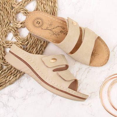 11. eVento W EVE224B beige wedge sandals with velcro 