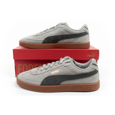 10. Puma Club II Era men's sports shoes, leather sneakers, gray