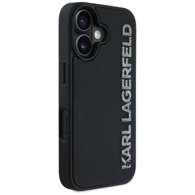 4. Karl Lagerfeld HC 3D Rubber Elongated Glitter iPhone 16 Case - Black