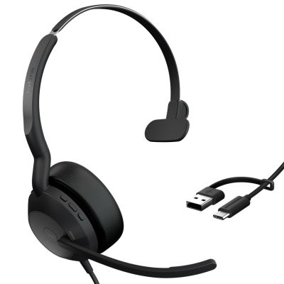 3. Jabra Evolve2 50 Headset Wired Headband Office/Call Center USB Type-C / USB Type-A Bluetooth Black