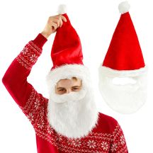 SANTA CLAUS HAT WITH BEARD 65CM