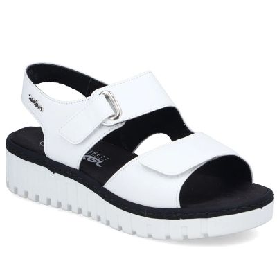 9. Women's leather wedge sandals white Rieker V1382-80
