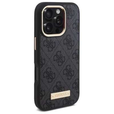 4. Guess 4G Logo Plate MagSafe Case for iPhone 16 Pro - Black