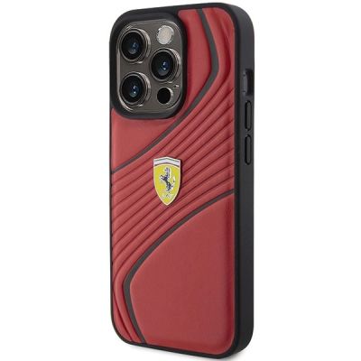 2. Ferrari Twist Metal Logo case for iPhone 15 Pro - red