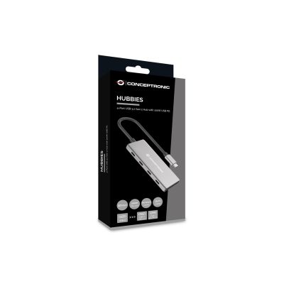 10. Conceptronic HUBBIES16G USB 3.2 Gen 2 (3.1 Gen 2) Type-C Hubs and Hubs 10000 Mbit/s Gray