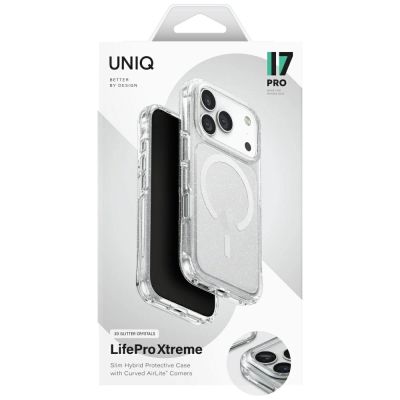 6. Uniq LifePro Xtreme Magclick Charging Case for iPhone 17 Pro - Clear-Glitter