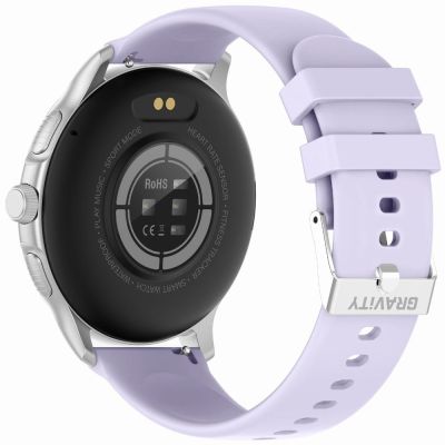 9. GRAVITY GT12-6 Women's Smartwatch Purple Silicone Strap + Silver Bracelet