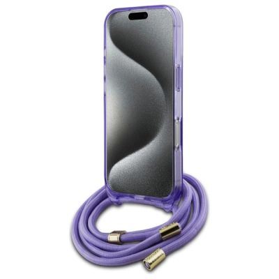 4. Guess Crossbody Cord Script MagSafe Case for iPhone 16 Pro - Purple