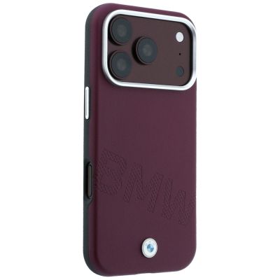 4. BMW Sign Inclined Deboss Letters MagSafe case for iPhone 17 Pro / 18 Pro - burgundy