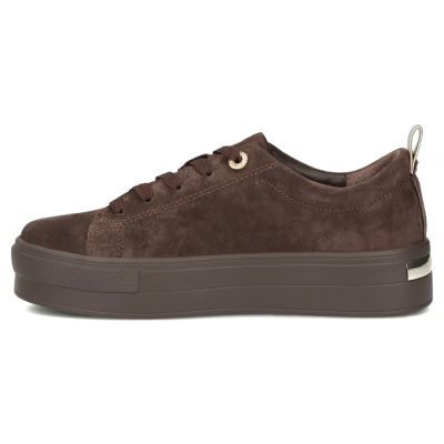 4. Women's leather platform sneakers, brown, Filippo DP3533