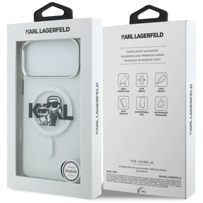 8. Karl Lagerfeld IML Glitter Karl & Choupette Sketch Logo MagSafe Case for iPhone 17 Pro Max - Clear