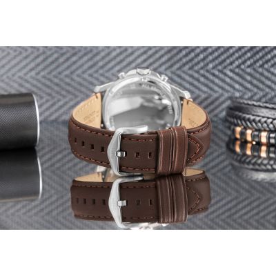 7. FOSSIL Grant Leather Men's Watch FS4735 + BOX