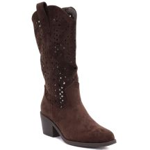 Women's openwork cowboy boots chocolate S.Barski HY62-8126