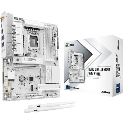 8. Asrock B860 Challenger WiFi White Intel B860 LGA 1851 (Socket V1) ATX