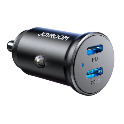Joyroom JR-CCN06 30W 2x USB-C Metal Mini Car Charger - Black