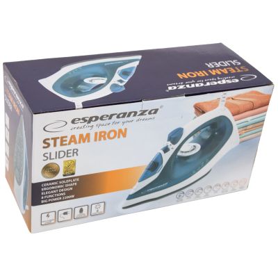 14. Esperanza Ceramic EHI002 steam iron (2200W; blue)