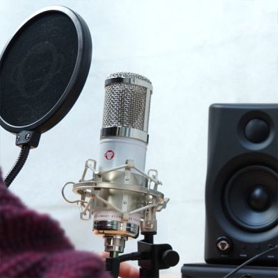 5. Monkey Banana Hapa White Table Microphone