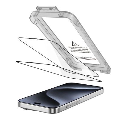 2. Tech-Protect Quick Set+ 2-pack tempered glass for iPhone 15 Pro - black
