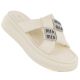 Women's beige platform flip-flops with zircons Potocki 16347