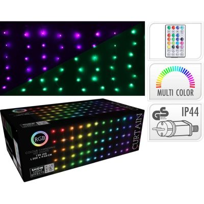 9. CHRISTMAS TREE LIGHTS LIGHT CURTAIN OUTSIDE/INTERNAL 120 LED 300X60CM WITH REMOTE CONTROL RGB COLOR