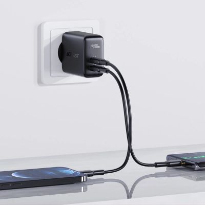 6. Acefast charger 2x USB Type C 40W, PPS, PD, QC 3.0, AFC, FCP black (A9 black)