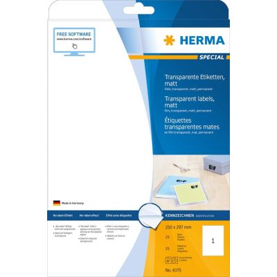 HERMA 4375 Printable Labels Transparent Self-adhesive Printable Labels