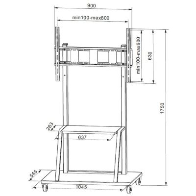 12. TECHLY MOBILE TV STAND LED/LCD/PDP 55-100 INCHES 150KG WITH SHELF ICA-TR30