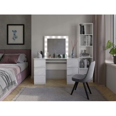 4. KUBA DESK SET, MATTE WHITE + MARINA MIRROR