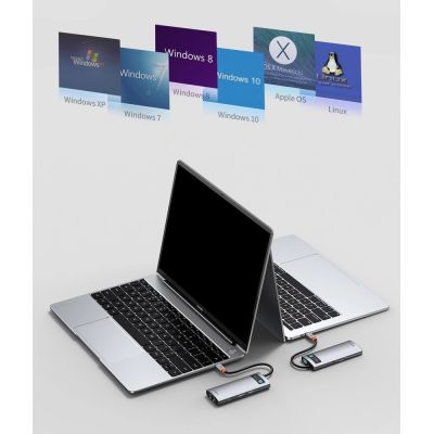 19. Baseus Metal Gleam 6-in-1 USB-C - USB-C PD 100W HUB 1x HDMI 4K 30Hz 3x USB-A 3.2 1x RJ45 - gray