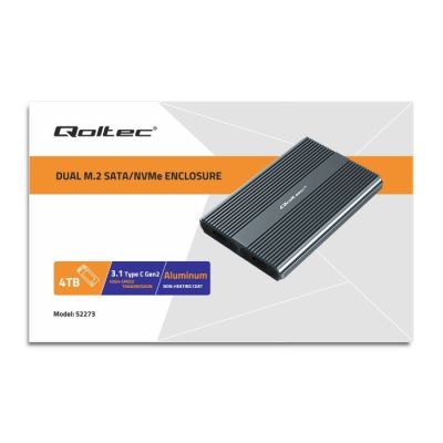 6. Qoltec Case | M.2 SSD drive bay | SATA | NVMe | USB-C | DUAL 2 x 2TB