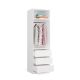 3. OPENO 1W1P3S WHITE Wardrobe – Modular Rack with Clothes Rail and 3 Drawers