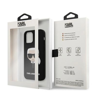 9. Karl Lagerfeld Silicone Karl`s Head Case for iPhone 12 mini - Black