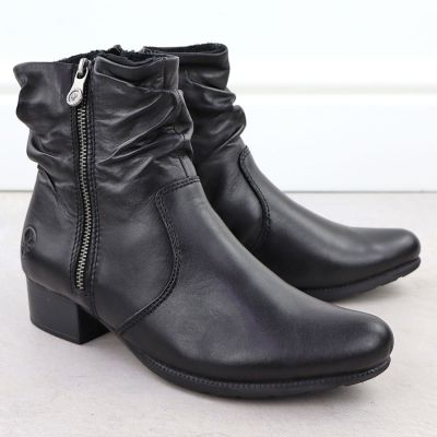 3. Women's black leather high-heeled ankle boots Rieker 78656-00