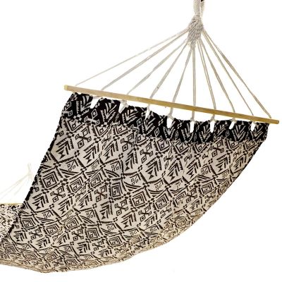 10. GARDEN HAMMOCK FOR 1 PERSON 200X100CM WITH SPREADER BAR ETHNO BLACK AND WHITE