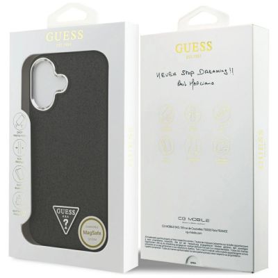 8. Guess Glitter Triangle Logo MagSafe Case for iPhone 17 - Black