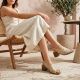 14. Comfortable gold women's sandals with a block heel M.Daszyński SA262-3