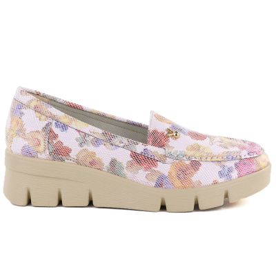 Women's platform shoes in pink with flowers M.Daszyński MR23109D