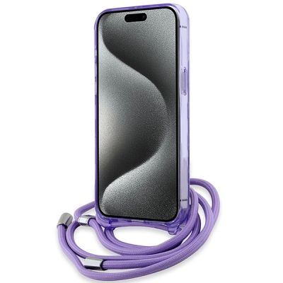 4. Karl Lagerfeld IML Crossbody Monogram Karl & Choupette Head MagSafe Case for iPhone 15 Pro Max - Purple