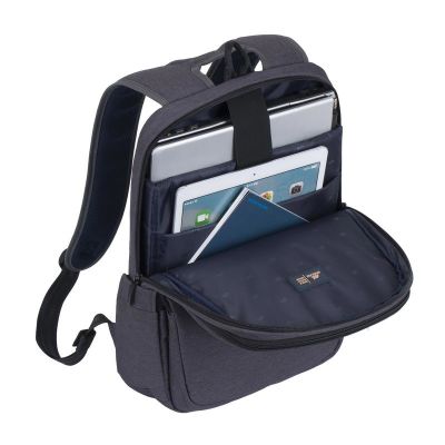 4. RIVACASE LAPTOP BACKPACK 15.6" REGENT, BLACK, 17L, WATERPROOF MATERIAL, POCKETS FOR TABLET, SMARTPHONE, BOTTLE, ACCESSORIES.