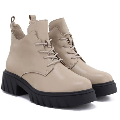 8. Women's beige leather ankle boots on the platform M.Daszyński SFY2502-11ac